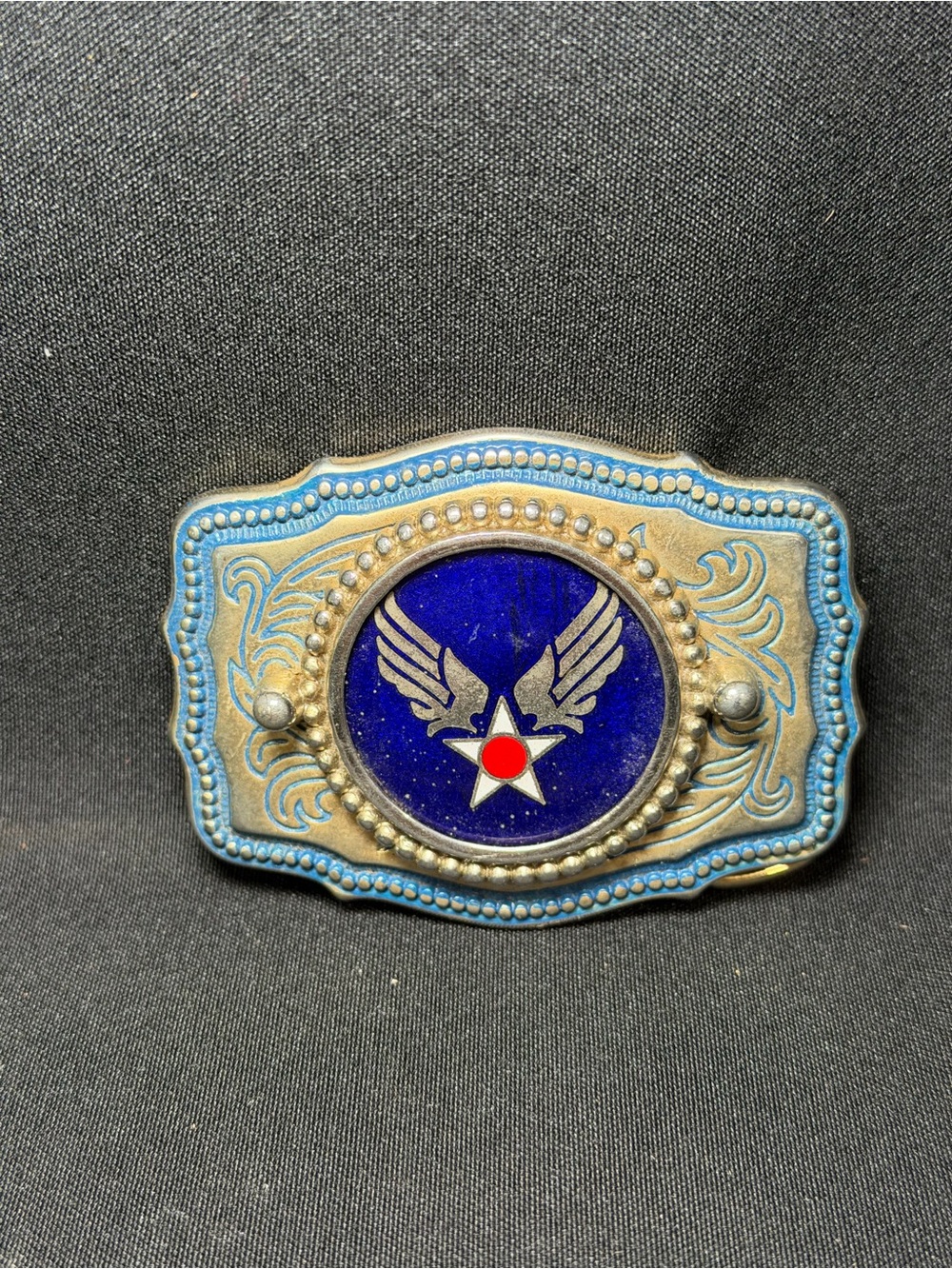Vintage United States Air Force Western Belt Buckle USAF Enamel Made in USA